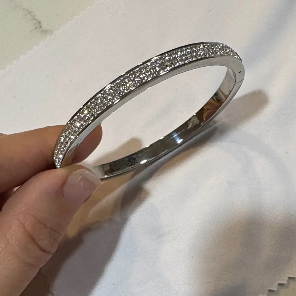Henri Bendel Silver Crystal Bangle Bracelet - Picture 1 of 2